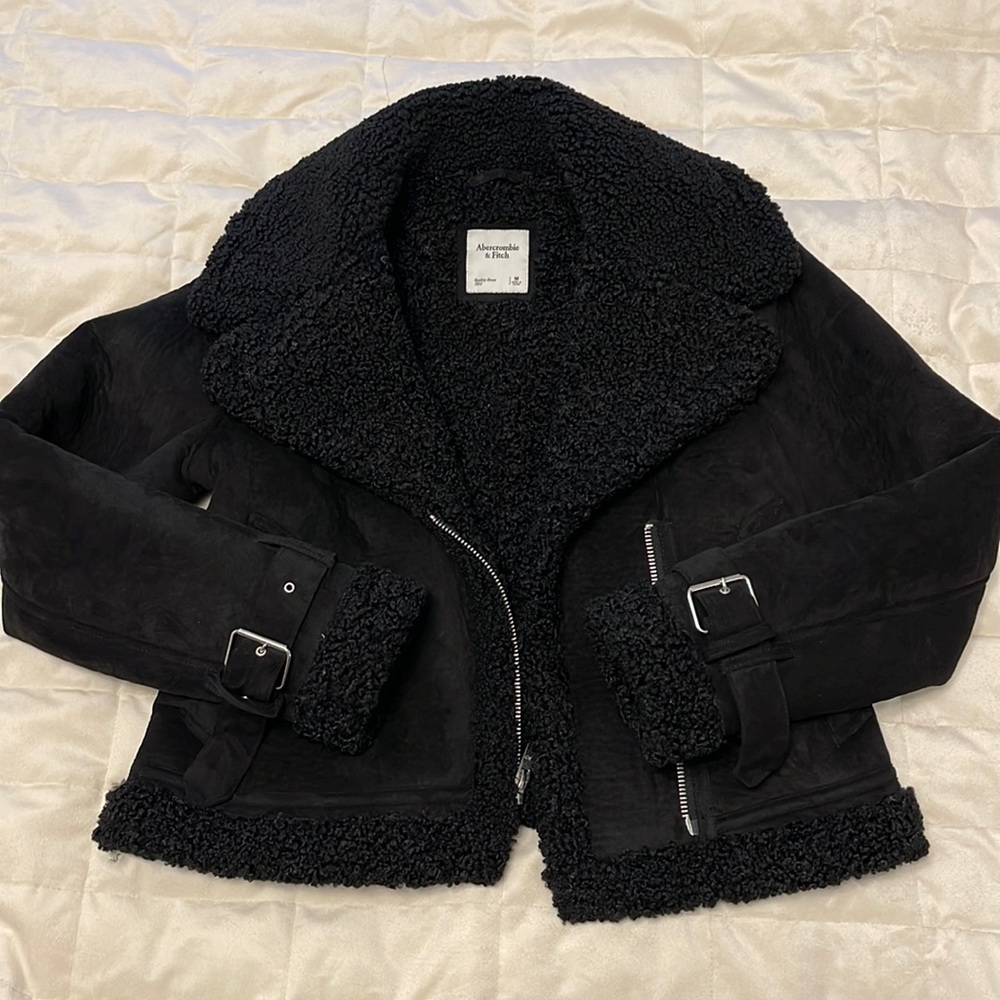 Abercrombie & Fitch Shearling Suede Aviator Jacket NWOT